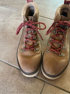 Sorel Ankeny Leather Hiking Boots Tan Red Women 6.5